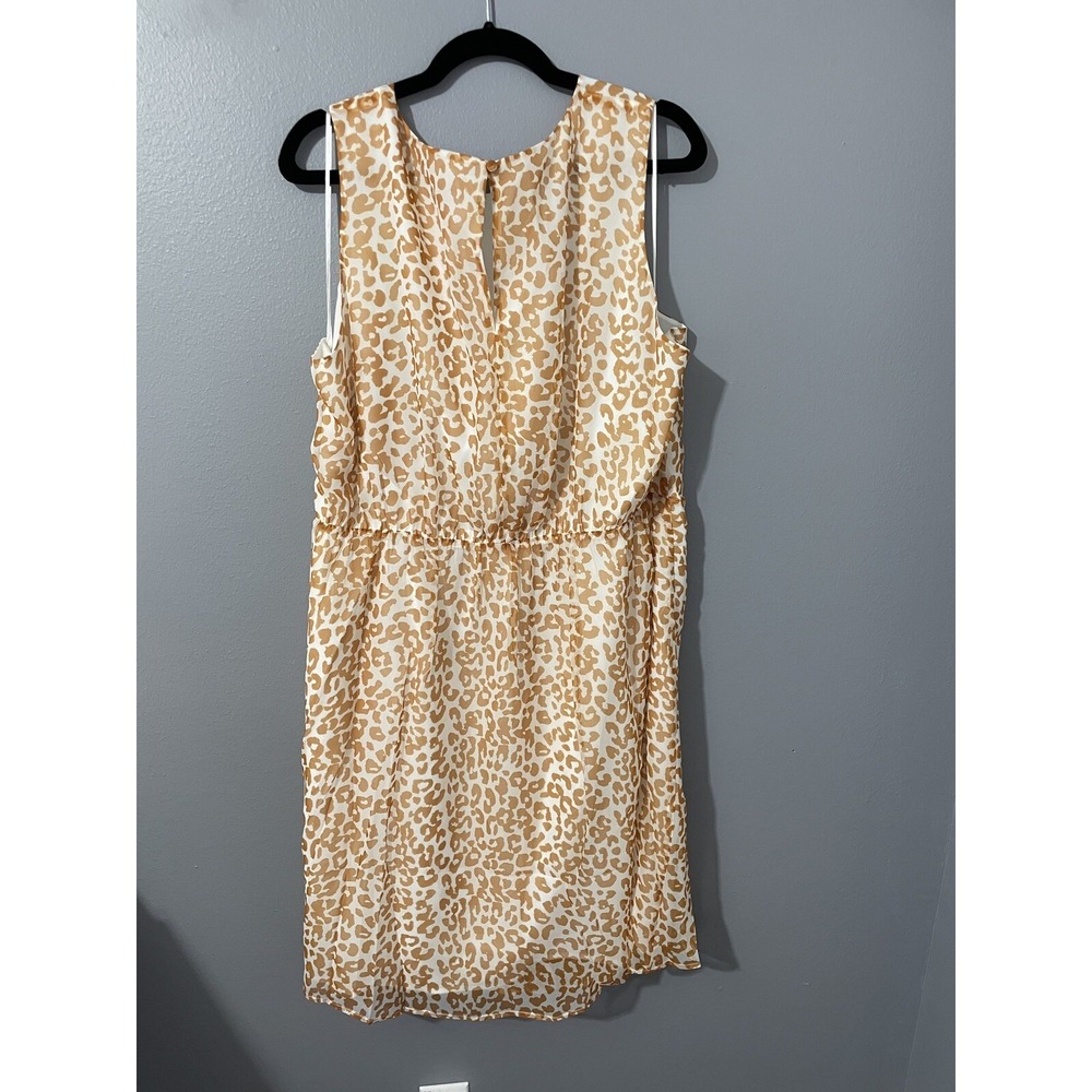 Woman's Leopard Dress 2x Ruffle Sleeveless Camel White New Wedding Cruise Dressy